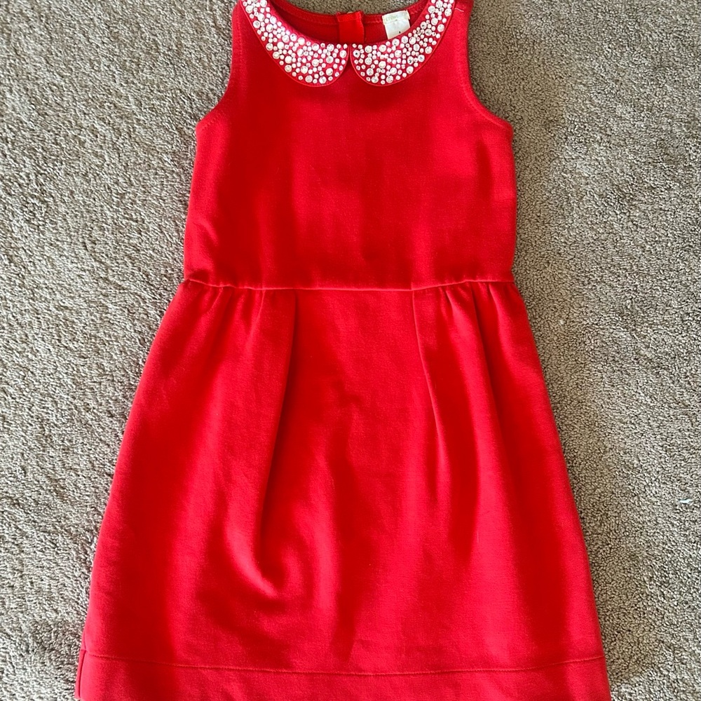 Crewcuts by j crew a perfect holiday dress bright red with jeweled collar size 8